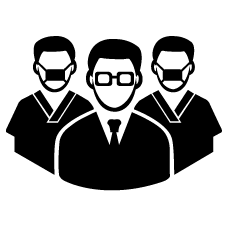 A silhouette vector icon showing three professional chiropractors.