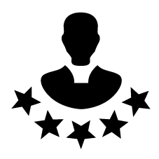 A silhouette vector icon representing personalized excellent service provided by professional chiropractors in Malaysia.